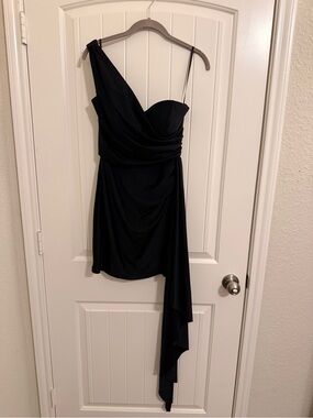 GB One-Shoulder Black Cocktail Dress